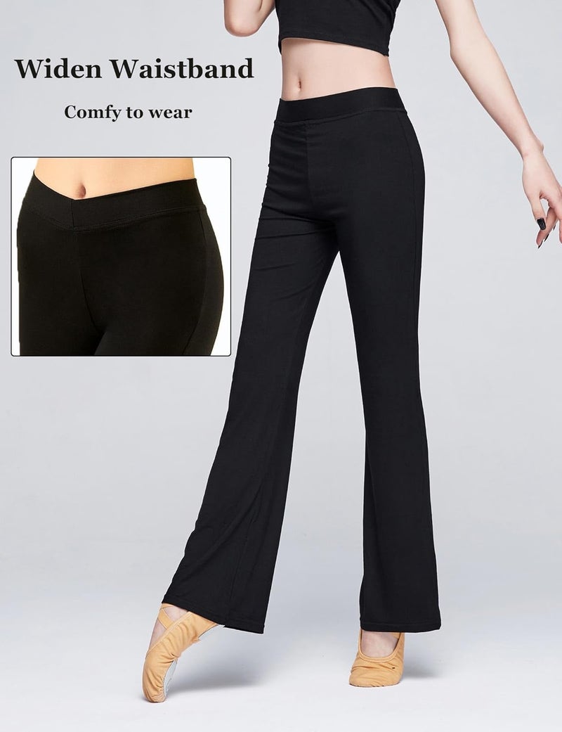 Daydance Black Bootcut Jazz Dance Pants for Women, Comfy Sweatpants for Workout, Exercise, Yoga - Image 2